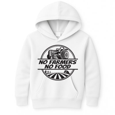 Retro No Farmers No Food Support Local Foods Farmer Kids Hoodie