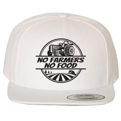 Retro No Farmers No Food Support Local Foods Farmer Wool Snapback Cap