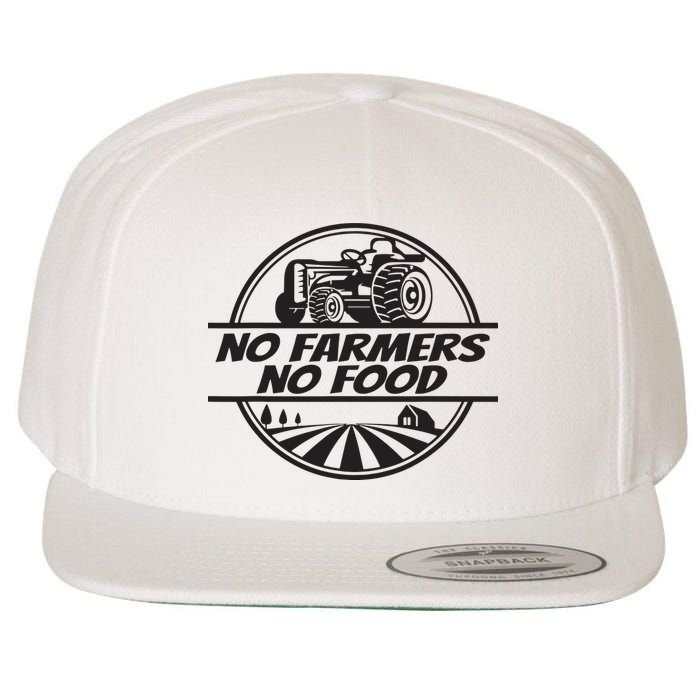 Retro No Farmers No Food Support Local Foods Farmer Wool Snapback Cap