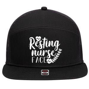 Resting Nurse Face Funny Cool Gift 7 Panel Mesh Trucker Snapback Hat