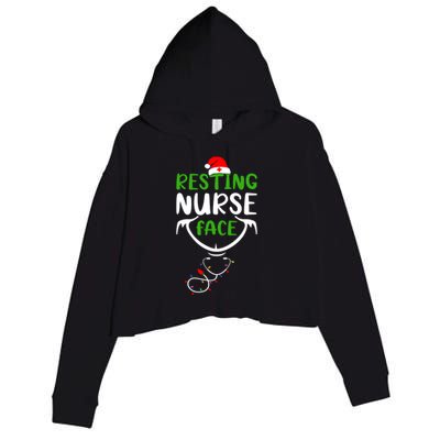 Resting Nurse Face Funny Stethoscope Christmas Nurse Lover Funny Gift Crop Fleece Hoodie