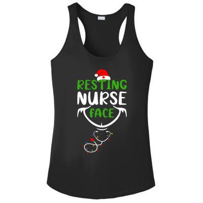 Resting Nurse Face Funny Stethoscope Christmas Nurse Lover Funny Gift Ladies PosiCharge Competitor Racerback Tank