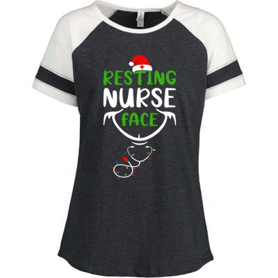 Resting Nurse Face Funny Stethoscope Christmas Nurse Lover Funny Gift Enza Ladies Jersey Colorblock Tee