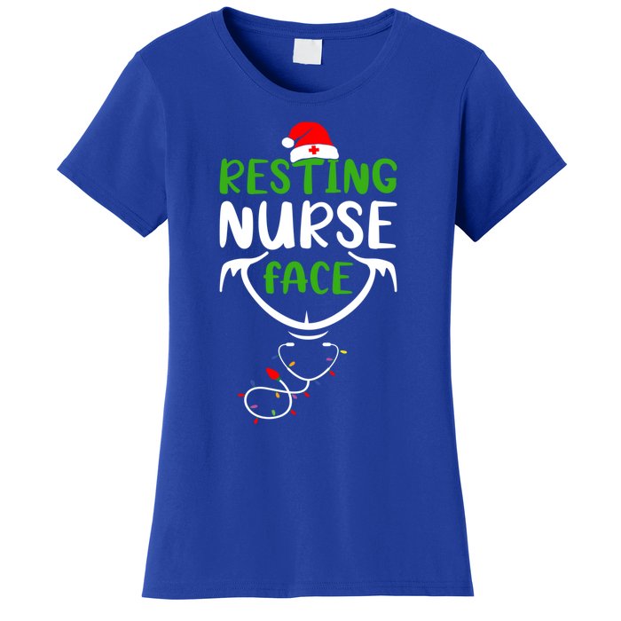 Resting Nurse Face Funny Stethoscope Christmas Nurse Lover Funny Gift Women's T-Shirt