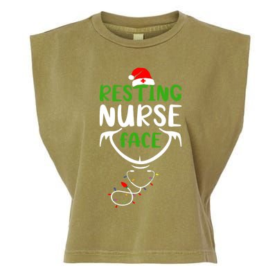 Resting Nurse Face Funny Stethoscope Christmas Nurse Lover Funny Gift Garment-Dyed Women's Muscle Tee