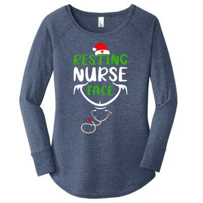 Resting Nurse Face Funny Stethoscope Christmas Nurse Lover Funny Gift Women's Perfect Tri Tunic Long Sleeve Shirt