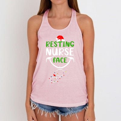 Resting Nurse Face Funny Stethoscope Christmas Nurse Lover Funny Gift Women's Knotted Racerback Tank