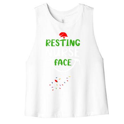 Resting Nurse Face Funny Stethoscope Christmas Nurse Lover Funny Gift Women's Racerback Cropped Tank