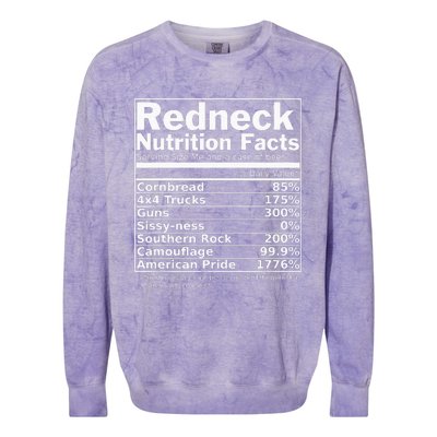 Redneck Nutrition Facts Funny Colorblast Crewneck Sweatshirt