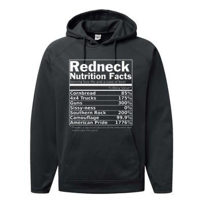 Redneck Nutrition Facts Funny Performance Fleece Hoodie