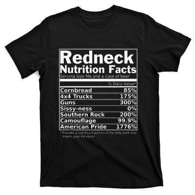 Redneck Nutrition Facts Funny T-Shirt