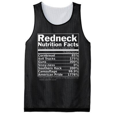 Redneck Nutrition Facts Funny Mesh Reversible Basketball Jersey Tank