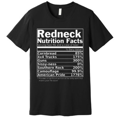 Redneck Nutrition Facts Funny Premium T-Shirt