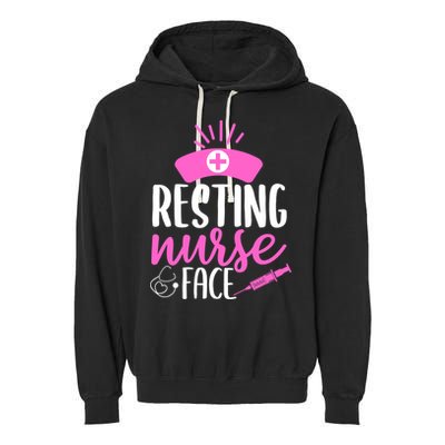 Resting Nurse Face Nurselife Heartbeats Nursing Halloween Cool Gift Garment-Dyed Fleece Hoodie