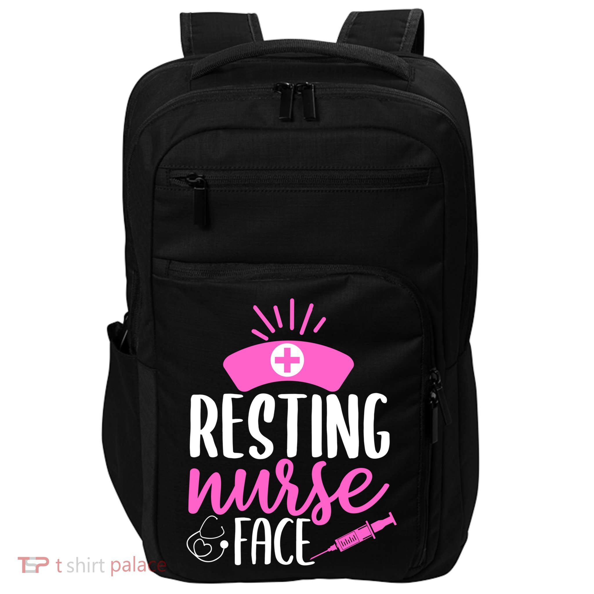 Resting Nurse Face Nurselife Heartbeats Nursing Halloween Cool Gift Impact Tech Backpack