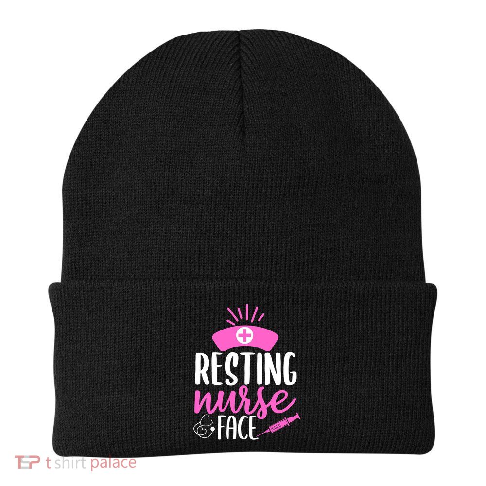 Resting Nurse Face Nurselife Heartbeats Nursing Halloween Cool Gift Beanie
