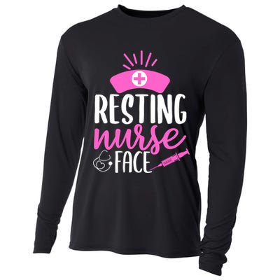 Resting Nurse Face Nurselife Heartbeats Nursing Halloween Cool Gift Cooling Performance Long Sleeve Crew