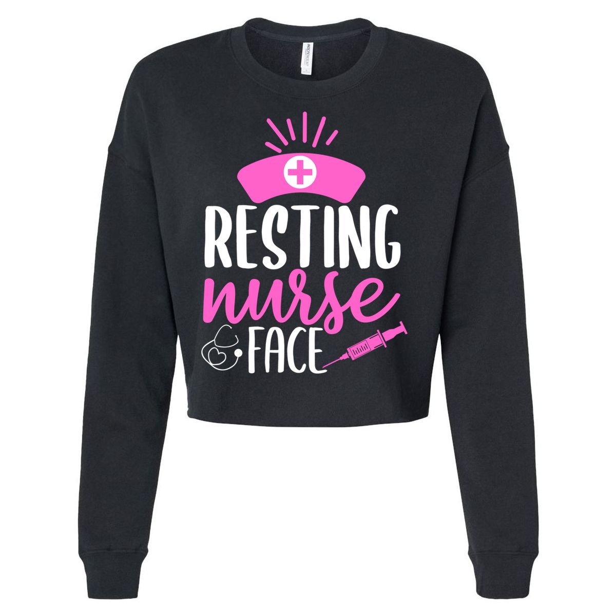 Resting Nurse Face Nurselife Heartbeats Nursing Halloween Cool Gift Cropped Pullover Crew