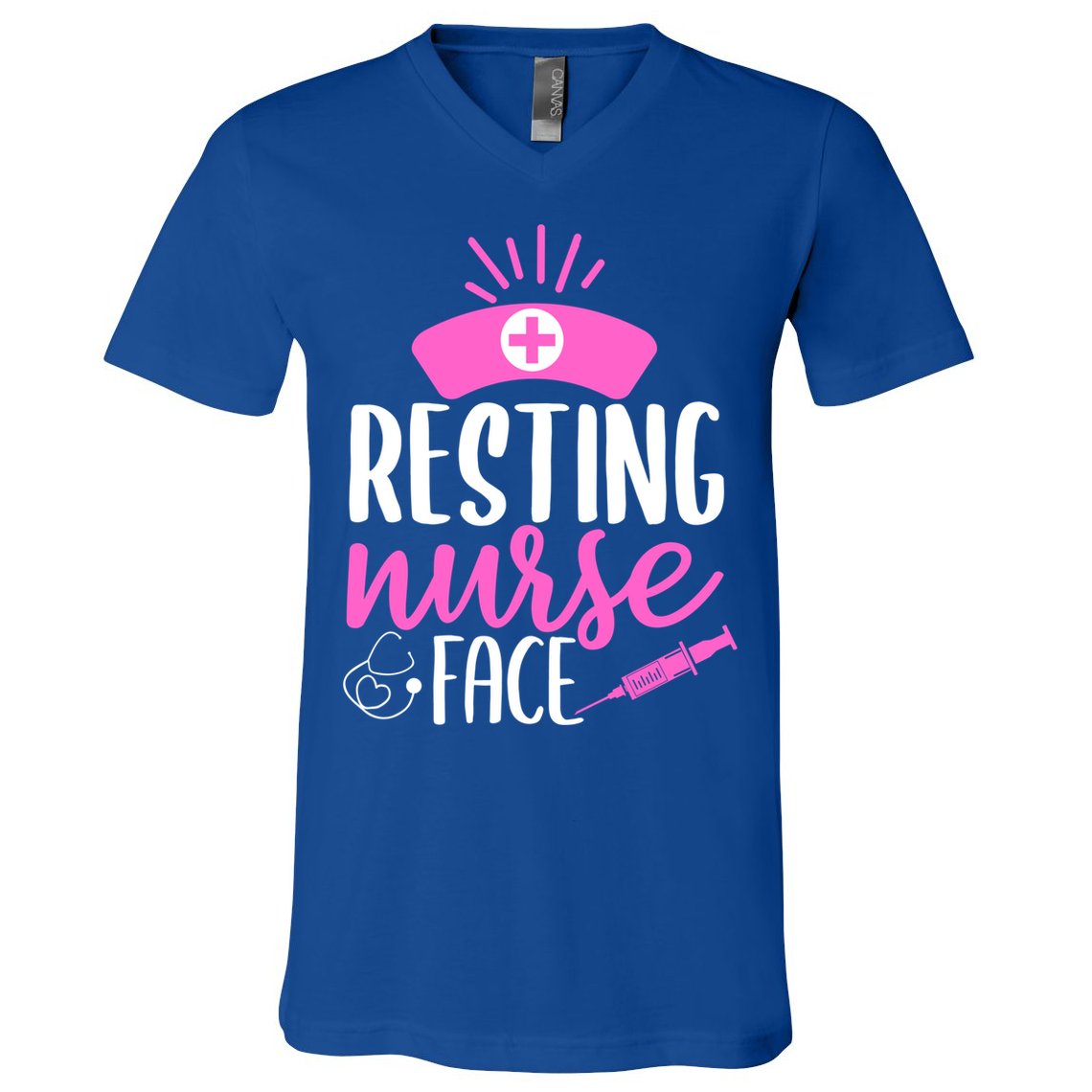 Resting Nurse Face Nurselife Heartbeats Nursing Halloween Cool Gift V-Neck T-Shirt