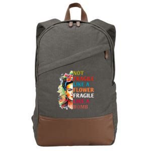 retro Not Fragile Like A Flower Fragile Like A Bomb For Cotton Canvas Backpack