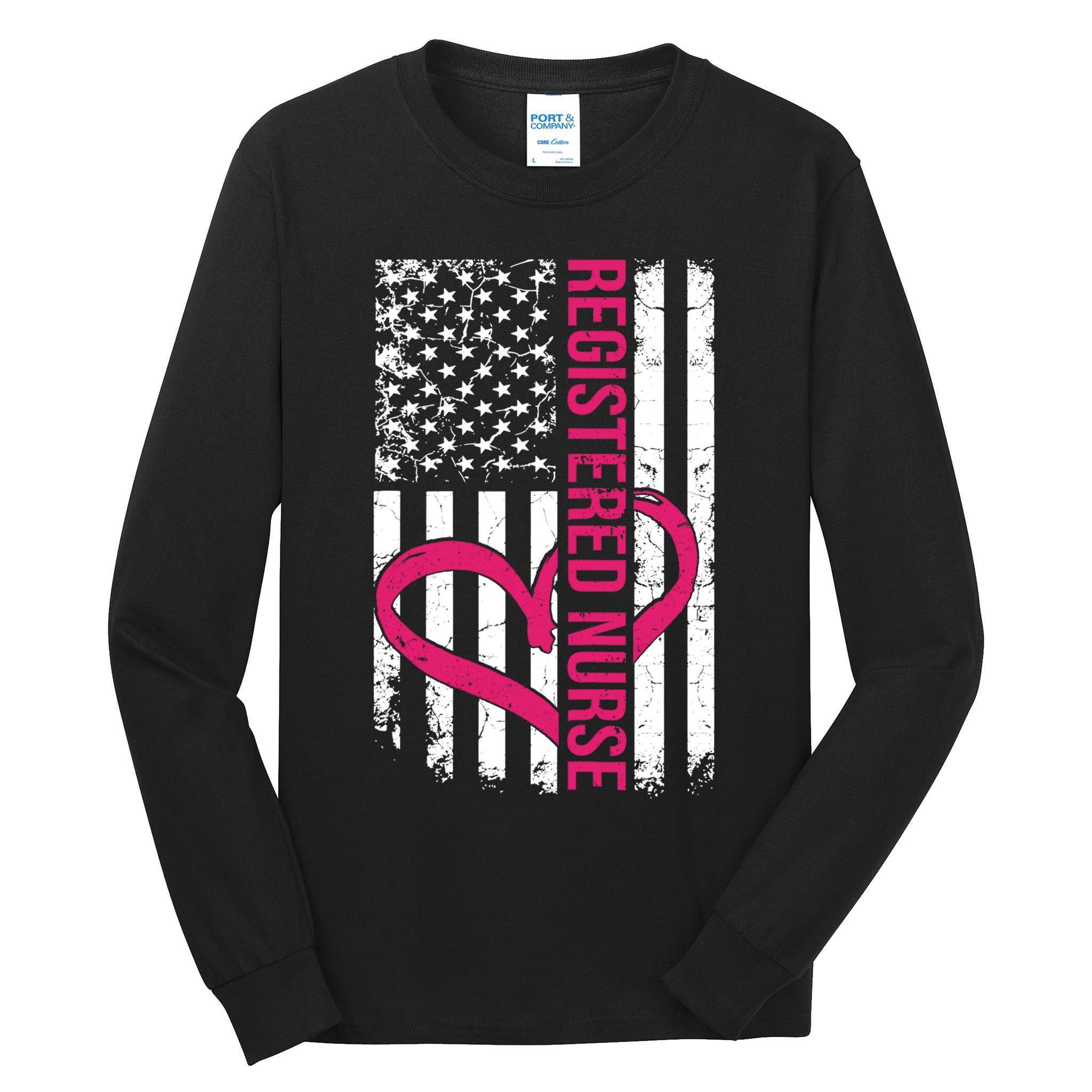 Registered Nurse Flag For Women Rn Zip Gift Tall Long Sleeve T-Shirt
