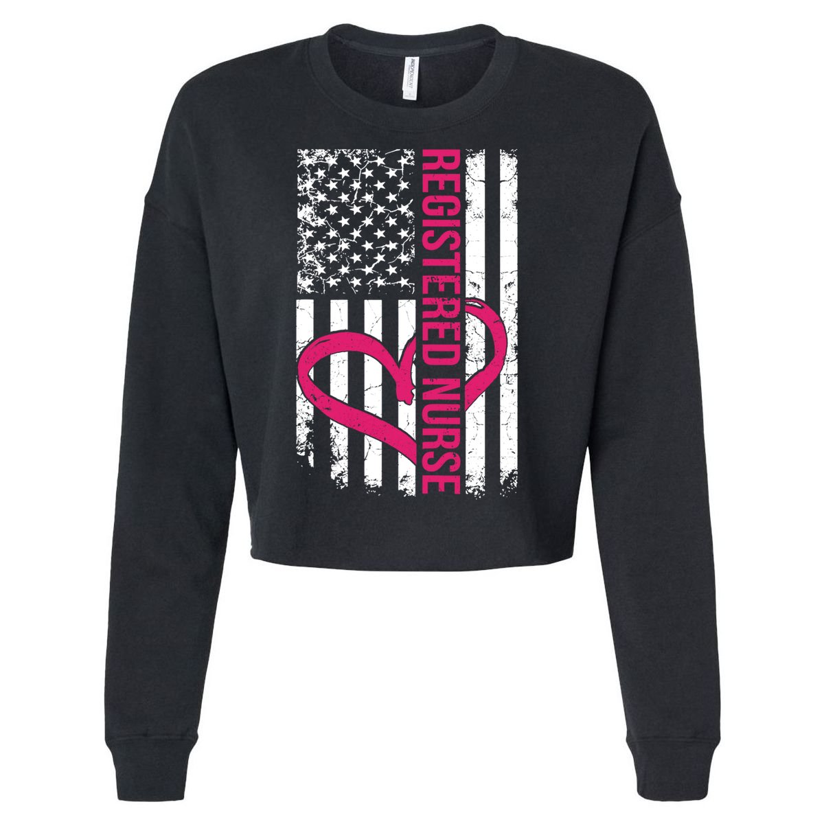 Registered Nurse Flag For Women Rn Zip Gift Cropped Pullover Crew
