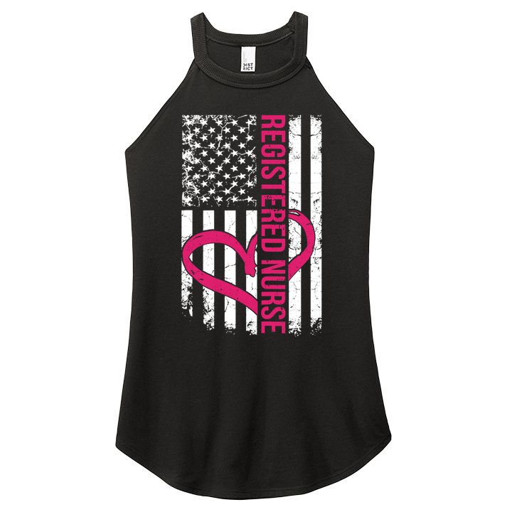 Registered Nurse Flag For Women Rn Zip Gift Women's Perfect Tri Rocker Tank