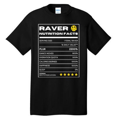 Raver Nutrition Facts Tall T-Shirt