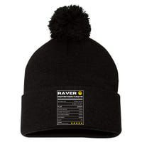 Raver Nutrition Facts Pom Pom 12in Knit Beanie