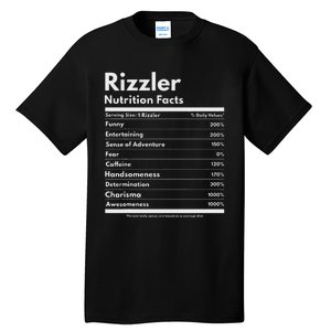 Rizzler Nutrition Facts W Rizz Sayin Rizz Funny Rizzler Tall T-Shirt