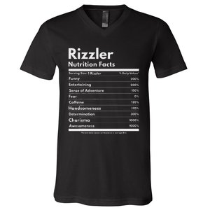 Rizzler Nutrition Facts W Rizz Sayin Rizz Funny Rizzler V-Neck T-Shirt