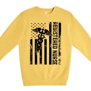 Registered Nurse Flag America Flag Nursing Patriotic Nurse Gift Premium Crewneck Sweatshirt