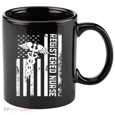 Registered Nurse Flag America Flag Nursing Patriotic Nurse Gift 11oz C Handle Ceramic Mug