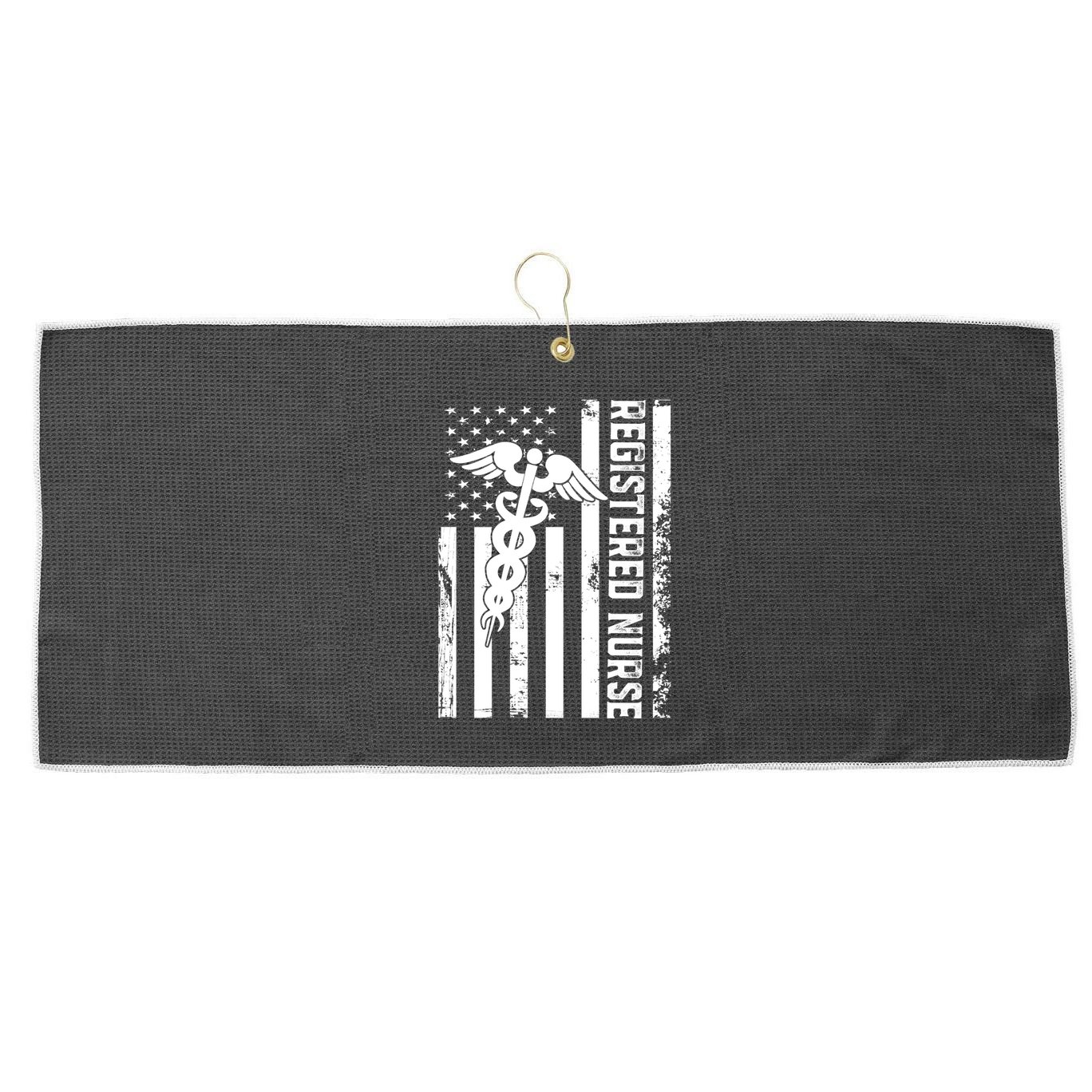 Registered Nurse Flag America Flag Nursing Patriotic Nurse Gift Large Microfiber Waffle Golf Towel