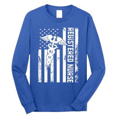 Registered Nurse Flag America Flag Nursing Patriotic Nurse Gift Long Sleeve Shirt