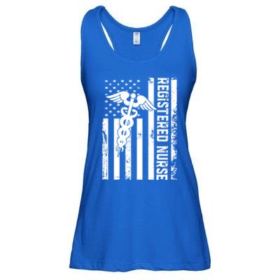 Registered Nurse Flag America Flag Nursing Patriotic Nurse Gift Ladies Essential Flowy Tank