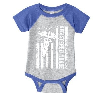 Registered Nurse Flag America Flag Nursing Patriotic Nurse Gift Infant Baby Jersey Bodysuit
