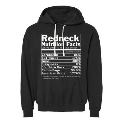 Redneck Nutrition Facts Funny Garment-Dyed Fleece Hoodie