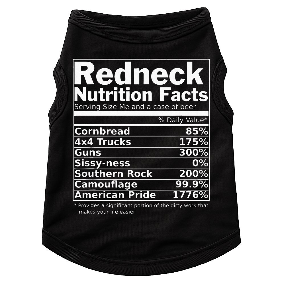 Redneck Nutrition Facts Funny Doggie Tank