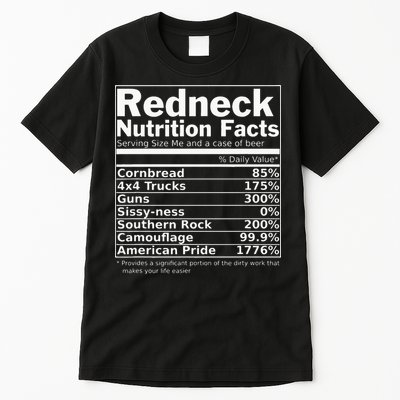 Redneck Nutrition Facts Funny Tall T-Shirt