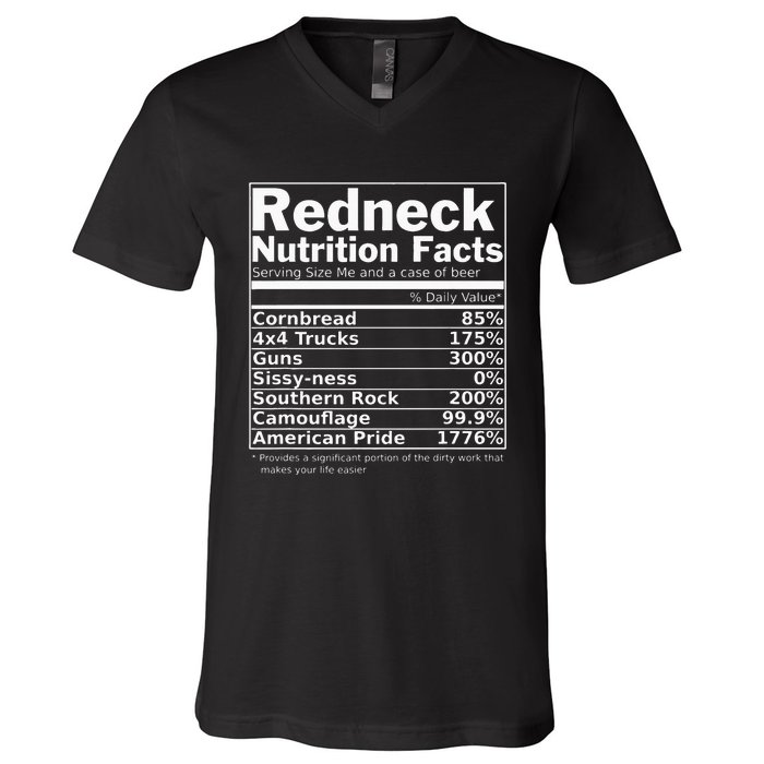 Redneck Nutrition Facts Funny V-Neck T-Shirt