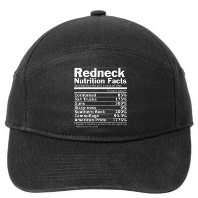 Redneck Nutrition Facts Funny 7-Panel Snapback Hat