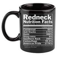 Redneck Nutrition Facts Funny 11oz C Handle Ceramic Mug