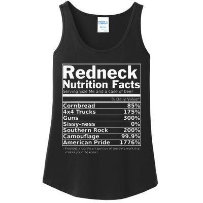 Redneck Nutrition Facts Funny Ladies Essential Tank