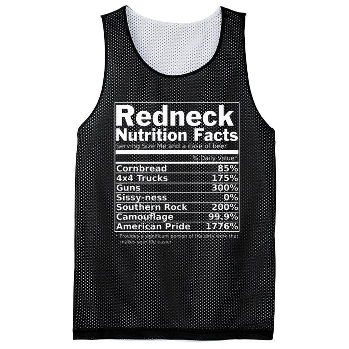 Redneck Nutrition Facts Funny Mesh Reversible Basketball Jersey Tank