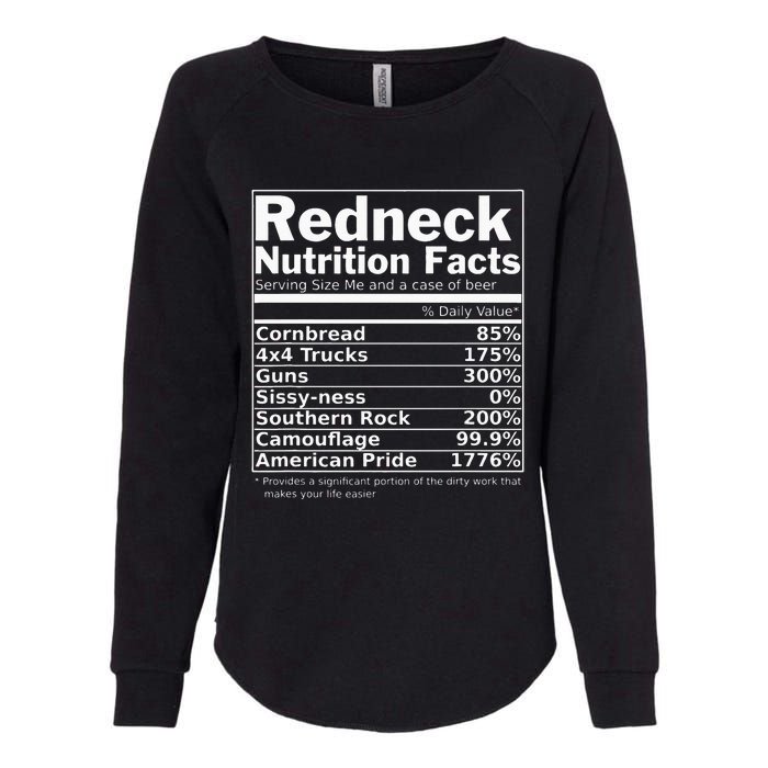 Redneck Nutrition Facts Funny Womens California Wash Sweatshirt