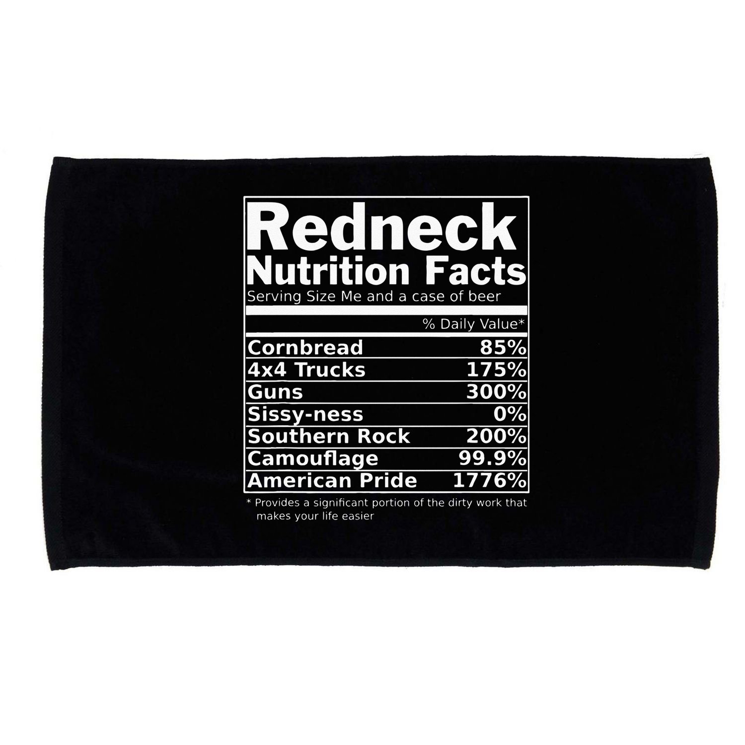 Redneck Nutrition Facts Funny Microfiber Hand Towel