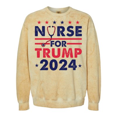 Retro Nurses For Trump 2024 America Stars Flag Stripes Trump Colorblast Crewneck Sweatshirt