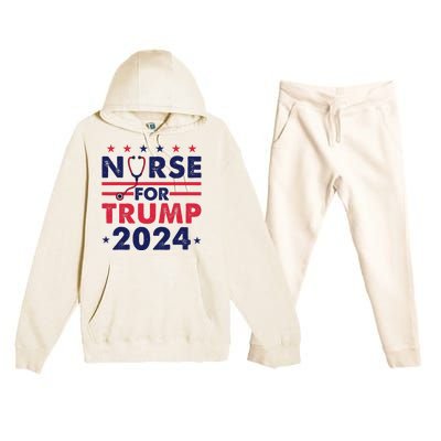 Retro Nurses For Trump 2024 America Stars Flag Stripes Trump Premium Hooded Sweatsuit Set