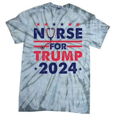 Retro Nurses For Trump 2024 America Stars Flag Stripes Trump Tie-Dye T-Shirt